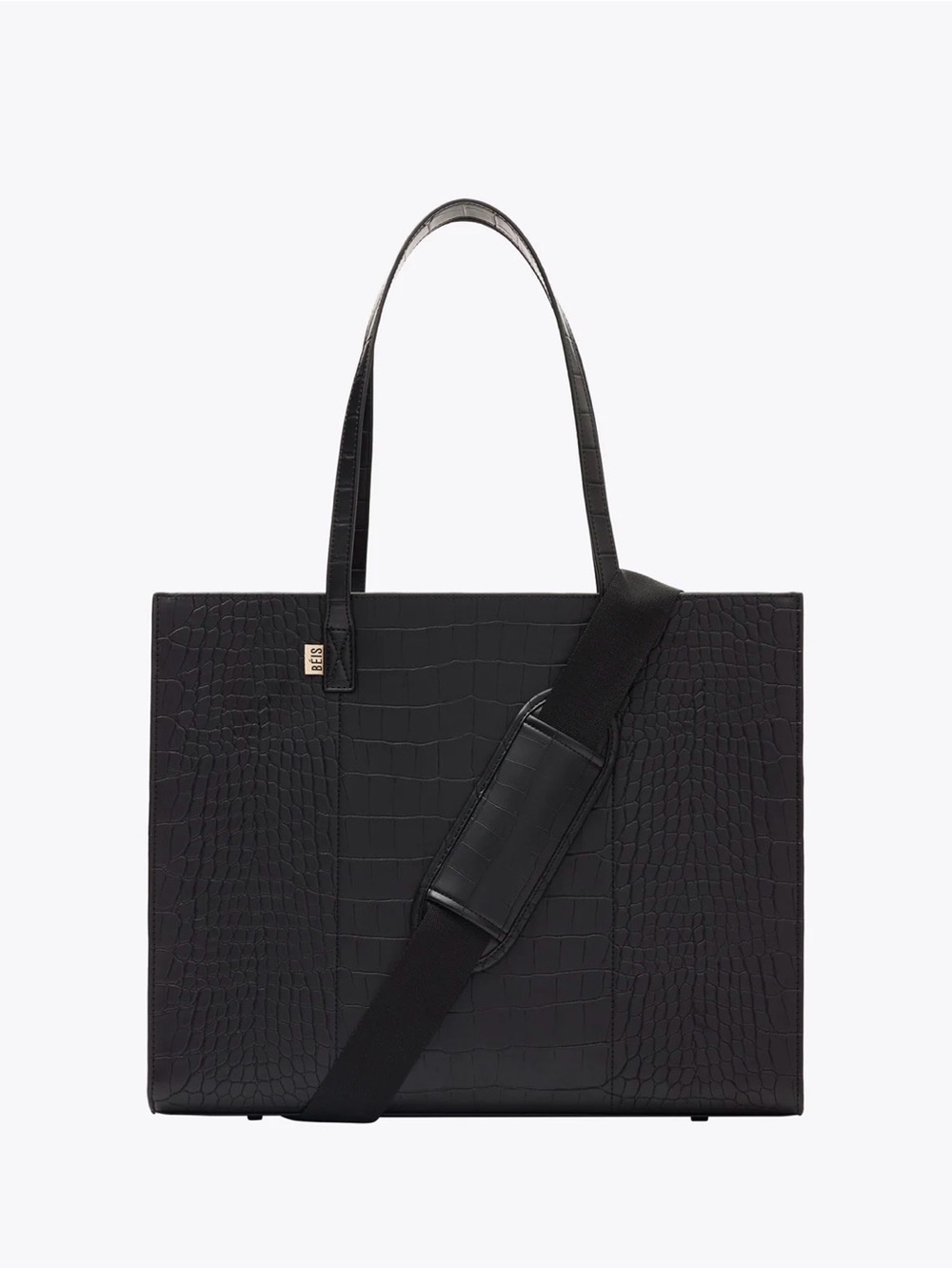Beis The Large Work Tote in Black Croc